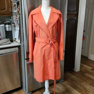 MYCRA PAC LIFE Raincoat Orange Belted Lined Med Large Size M/L Excellent